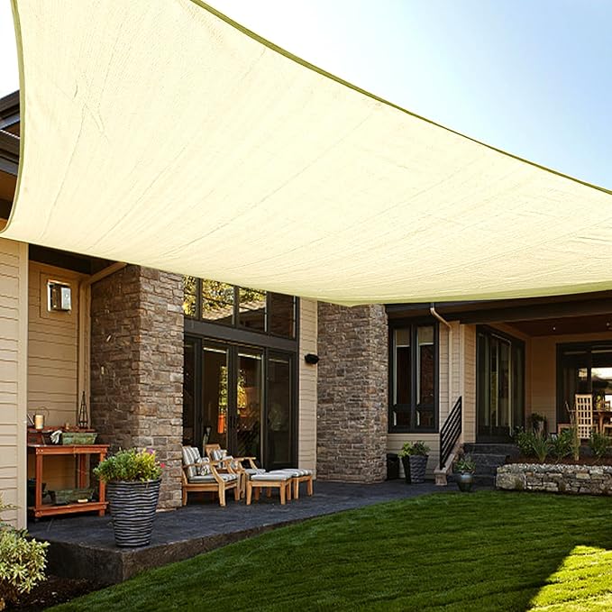 LOVE STORY Custom Size 16' x 24' Butter Cream Sun Shade Sail Canopy Commercial Rectangle Sail Shade Fabric for Patio Garden Backyard Pool (Customized)