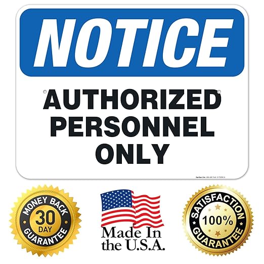 Authorized Personnel Only Sign, 18x24 Inches, 55 mil Thick HDPS (high Density polystyrene), Made in USA