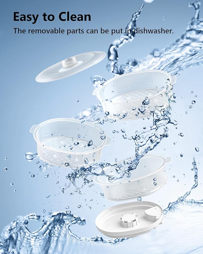 Electric Food Steamer for Cooking, 13.7QT Vegetable Steamer with 3 Tiers BPA-Free Baskets, 800W Fast Simultaneous Cooking, 60-Minute Timer, Ideal for Veggies Seafood Rice