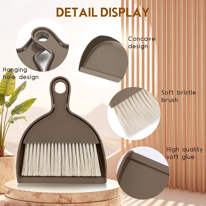 THINKLEARN 2PCS Small Dust Pan and Brush Set, Mini Broom Dustpan Kit - Image 2