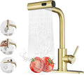Gold Kitchen Faucets with Pull Down Sprayer, Waterfall Kitchen Sink Faucet by JOOM