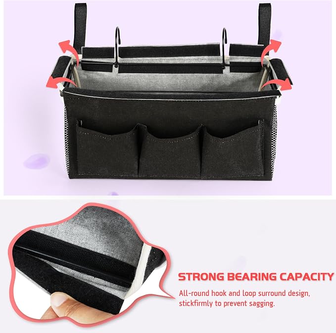Bedside Caddy, Bedside Storage Bag Hanging Organizer - Image 5