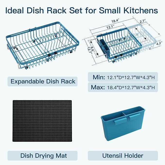 Blue Dish Drying Rack Over The Sink - Image 2