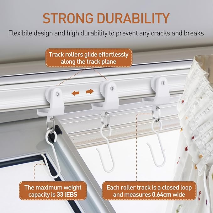 Jetec 120 Pcs Curtain Track Hooks Rollers Ceiling Mount S Hooks, Straight - Image 5