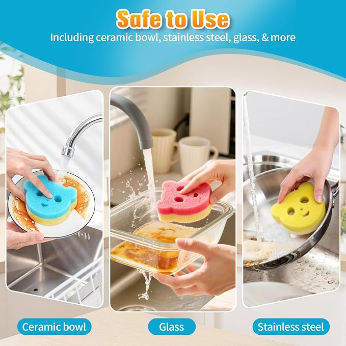 12 Pack Scrub Sponges for Dishes, Dual-Sided Temperature-Responsive Scrubber - Image 5