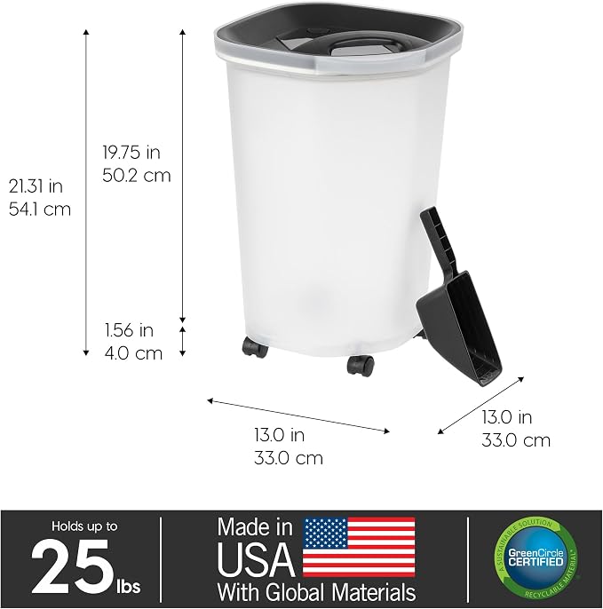 IRIS USA Dog Food Storage Container, Made in USA | Includes 2-Cup Scoop & Wheels - Image 2