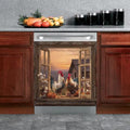 Farm Rooster Magnet Dishwasher Covers, Country Chicken Dishwasher Magnet Cover for Front, Hen Fridge Decal Cotton Flower Magnetic Refrigerator Sticker Kitchen Decorative, 23"X26"