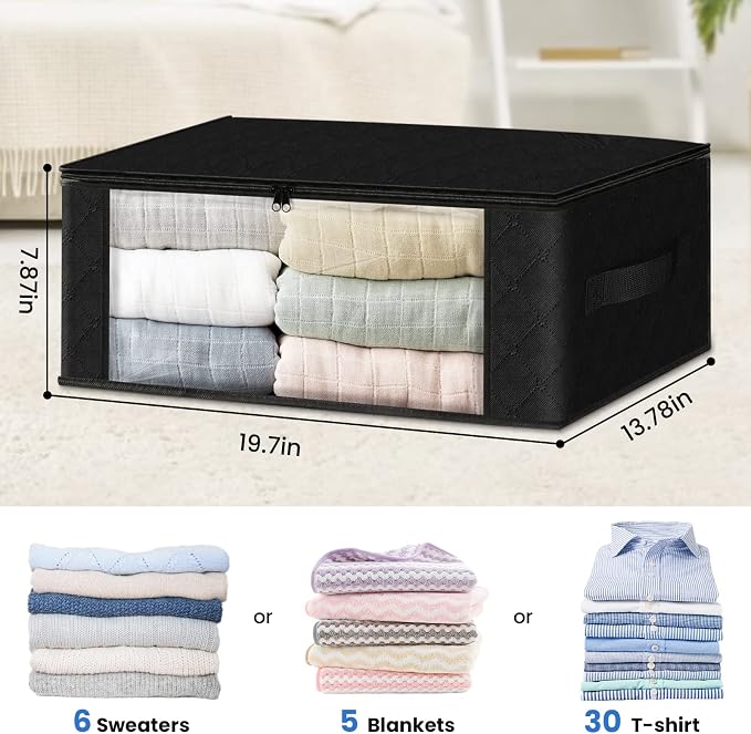 HomeHacks 10-Pack Clothes Organizer Storage Bags, 35L Storage Bins, Reinforced - Image 2