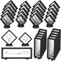 30 Pack 3D Floating Display Stand Floating Frame Display Case Coin Display Holder with Base Transparent PE Jewelry Storage Box Black Freeze Seal Frame for Jewelry,Specimen,Medallions(Black)