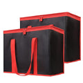 Bodaon 1-Pack Insulated Reusable Grocery Shopping Bags, X-Large Picnic Cooler Bag with Top Cold, Insulated Food/Pizza Delivery Bag (Black-Red Edge)