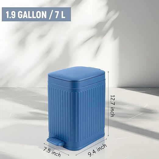 Small Bathroom Trash Can with Lid, 1.9 Gallon Slim Soft Close Step, Kitchen & - Image 7