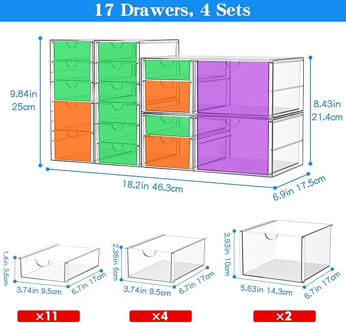 ARSTPEOE 17-Drawer Acrylic Storage & Makeup Organizer - Image 3