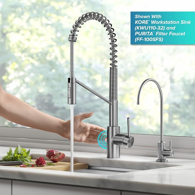 KRAUS Stainless Steel 21 in Touchless Pull Down Faucet KSF-2631SFS | QuickDock - Image 8