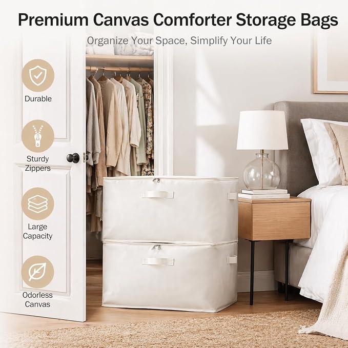 3 Pack Canvas Comforter Storage Bags - Image 2