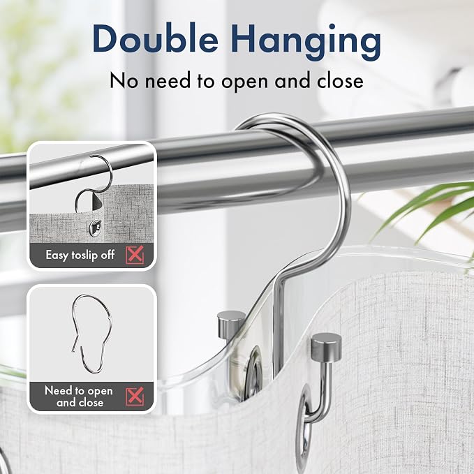 Bathway Shower Curtain Hooks Chrome Shower Curtain Rings - Image 3