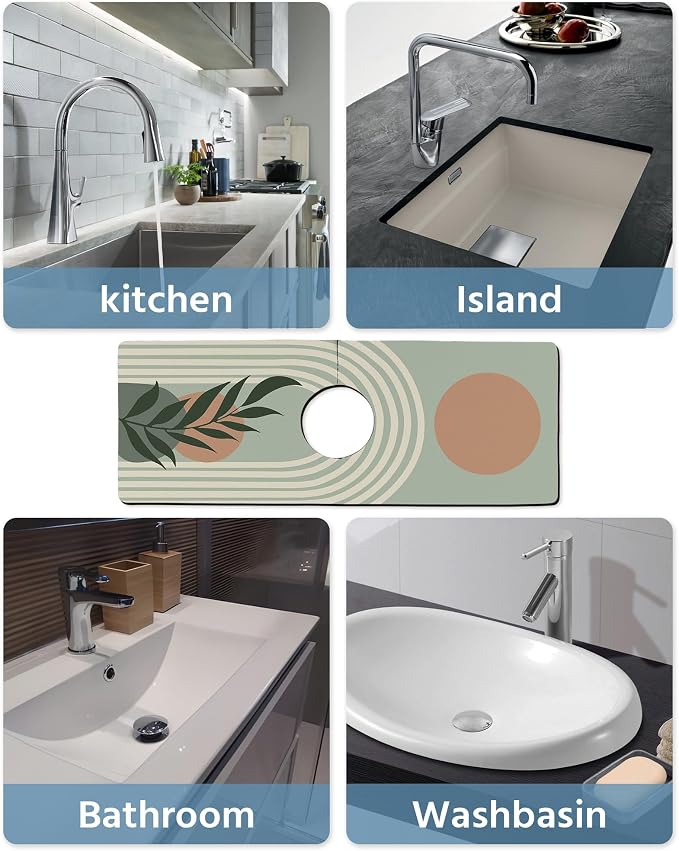 Patterned Sink Faucet Mat Kitchen Splash Guard Super Absorbent Drying Mat - Image 6