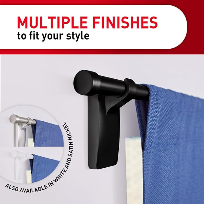 Command Medium Black Curtain Rod Hooks, 2 Hooks, 4 Strips | No Drilling Home - Image 3
