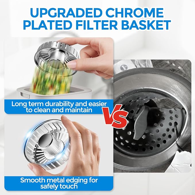 zaa 3 in 1 Kitchen Sink Drain Strainer Stopper Removable Basket Pop-Up - Image 5