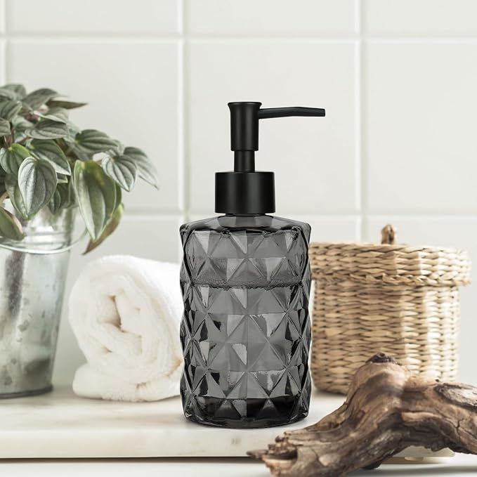 11oz Glass Soap Dispenser with Plastic Pump, Elegant Dispenser - Image 6