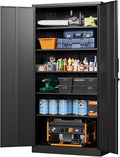 Letaya Metal Garage Storage Cabinets with Lock-72 Tall Tool Organizer Steel Lockers, 5 Adjustable Layers Shelves for Home,Office,Warehouse,Garage,(Black-72“) | with Lock, 72 Tall, Tool Organizer