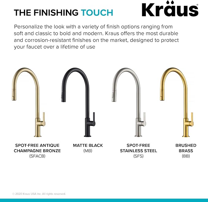 KRAUS Oletto High-Arc Single Handle Pull-Down Kitchen Faucet in Brushed Brass - Image 12