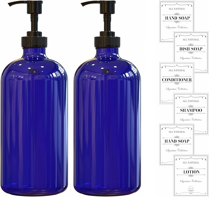 Sunrise Premium Cobalt Blue Glass Soap Dispenser - Image 7