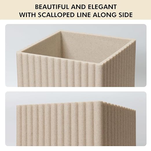 Beige Luxury Stone Bathroom Trash Can, Modern Bathroom Office Trash Can - Image 3