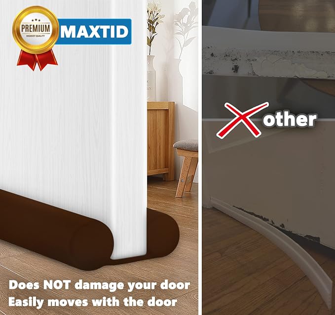 MAXTID Brown Door Draft Stoppers, Adjustable 32"-38", Double Sided, Insulation - Image 7