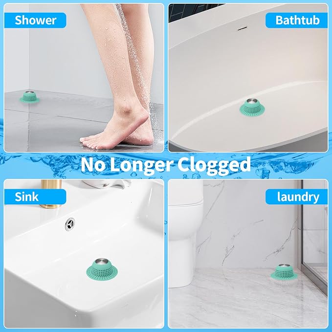 Aluvor Shower Drain Hair Catcher Bathtub Drain Cover Sink Drain Protector | - Image 2