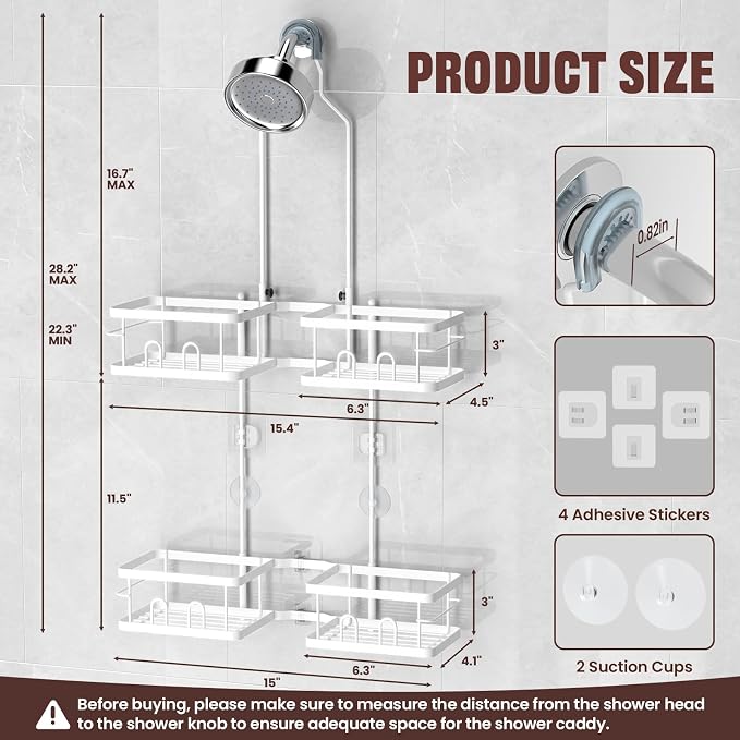 REINHARDT Adjustable Shower Caddy Hanging - Image 6