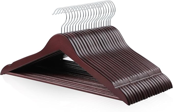 Amazon Basics Durable Wooden Suit Clothes Hangers, Closet Organizer by AmazonBasics