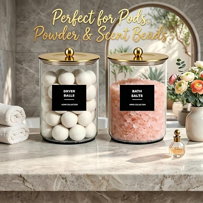 Glass Jars for Laundry Room Organization, Laundry Pods Container-Gold - Image 6