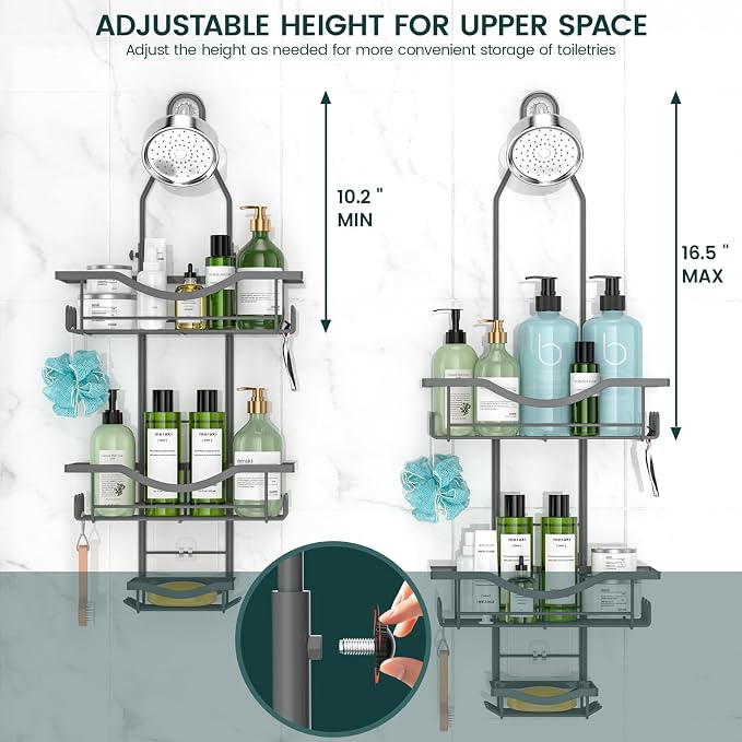 REINHARDT Adjustable Shower Caddy Hanging Rustproof Shower Organizer - Image 2