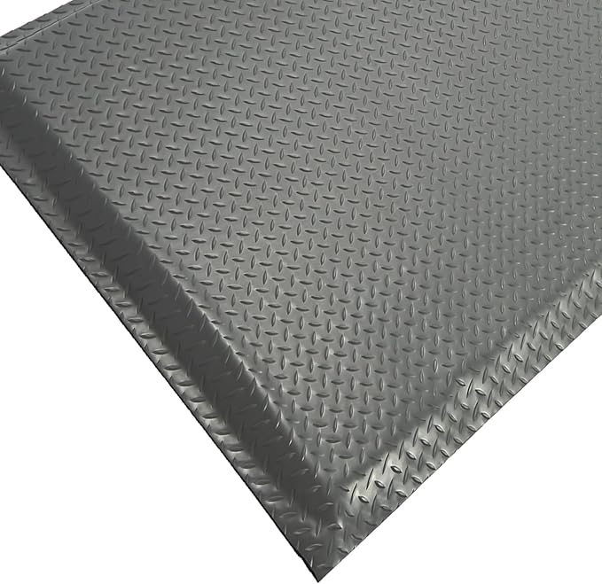Nisorpa Anti Fatigue Mats Industrial 3' x 6' Ergonomic Standing Mat 15/16" Extra Thick Cushioned Shop Floor Mats Kitchen Mats Heavy Duty Commercial Diamond Plate Support for Leg & Back Pain, Grey