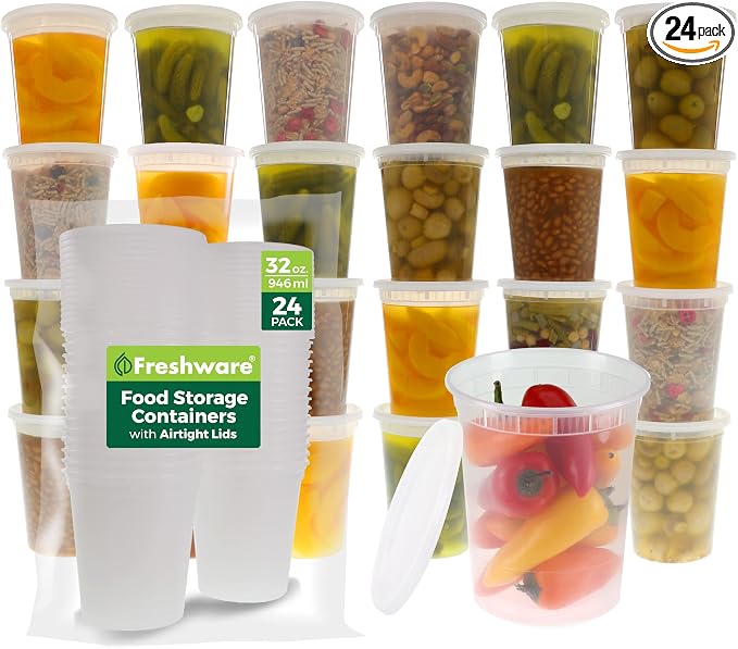 Freshware Food Storage Containers 32 oz Plastic Deli Containers by Freshware