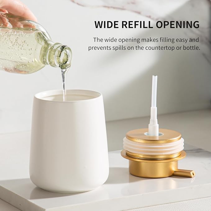 Enra White Ceramic Soap Dispenser, Lotion Dispenser - Image 2