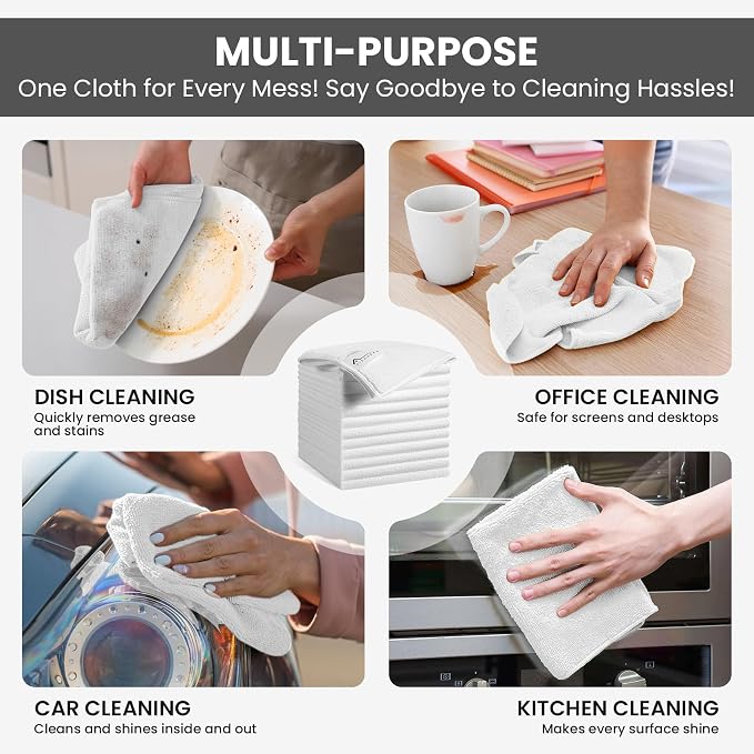 SIFANGKE Microfiber Cleaning Cloth, 12 Pack Lint-Free and Highly Absorbent Rags - Image 5