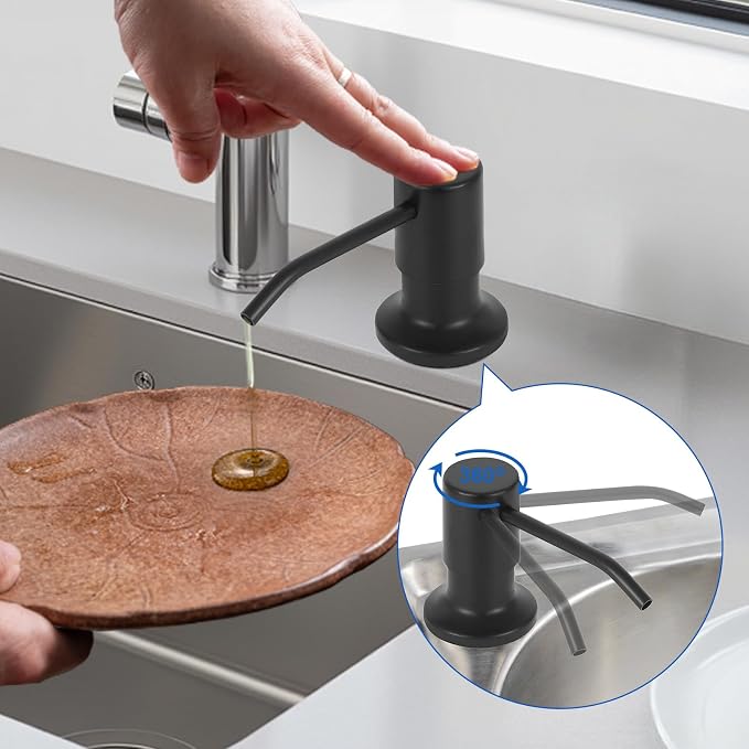 Soap Dispenser for Kitchen Sink, Matte Black Built in Sink Soap Dispenser - Image 2