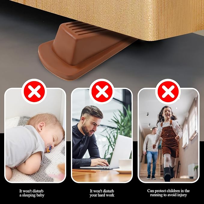 4 Pack Door Stoppers for Bottom of Door, Rubber Door Stopper Wedge, Sturdy - Image 4