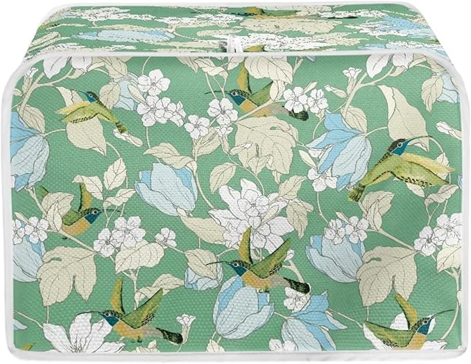 Hummingbird Flower Print 2 Slice Toaster Cover for Home Stain Resistant Waterproof Bread Maker Cover for Kitchen Small Appliance