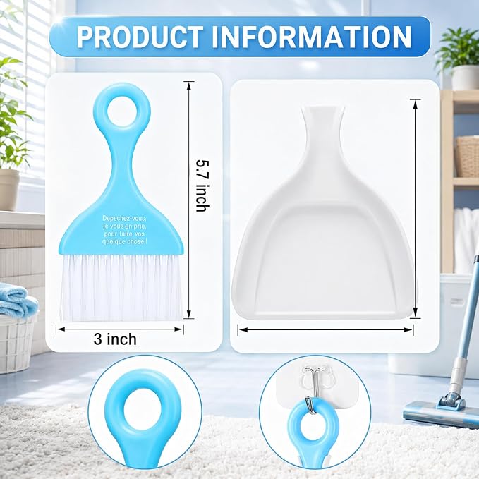 3 Pcs Mini Broom and Dustpan Set, Small Handheld Dust Pan - Image 2
