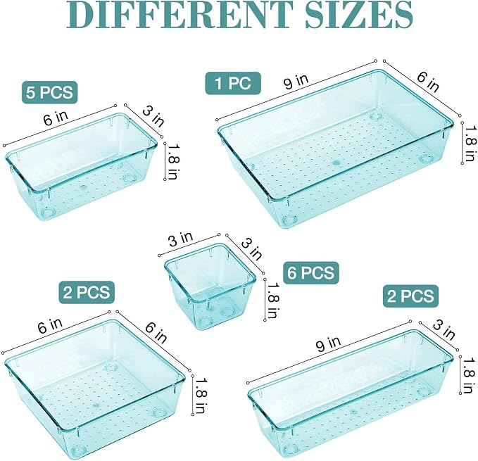 16 PCS Drawer Organizer Set, 5 Size Bathroom and kitchen organizer Trays | - Image 2