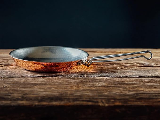 Sertodo Copper Skillet Pan | 8 inch Diameter | Patented Stainless Steel Handle System | Naturally Non-Stick Tin Lining, Pure Copper Body | Professional Kitchen Grade | Elegant, Durable, Functional