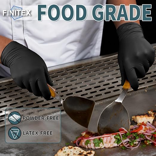 FINITEX - Black Nitrile Disposable Gloves, Powder/Latex-Free, Medical Exam 100 - Image 3