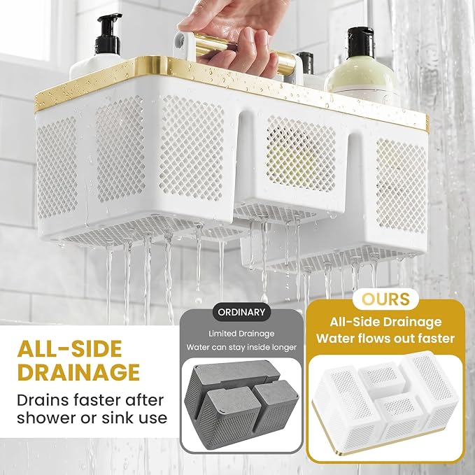 BYUNER Portable Cleaning Caddy & Shower Basket: Hard Plastic Caddy Organizer - Image 3