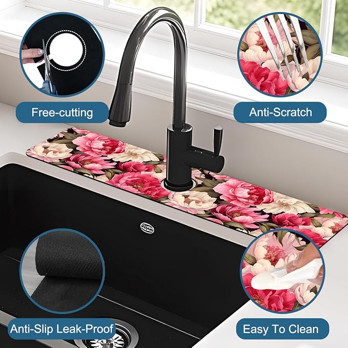 Faucet Mat for Kitchen Sink Absorbent Splash Guard Bathroom 23.5"X5.5" - Image 4