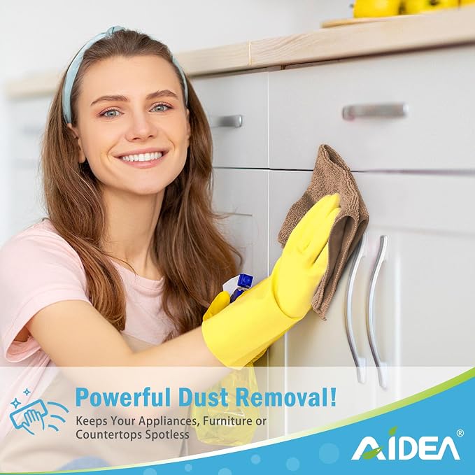AIDEA Brown Microfiber Cleaning Cloth-12PK, Cleaning Rags 12"x12" Absorbent | - Image 4
