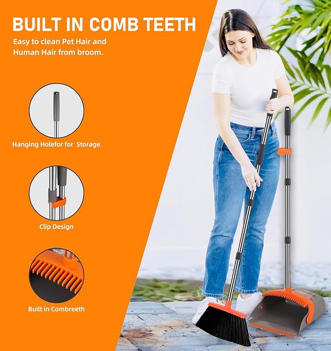 2-Pack is More economical, Upgraded Broom and Dustpan, - Image 3