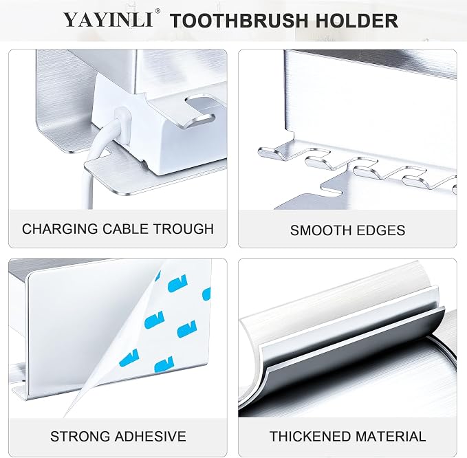 Toothbrush Head Holders, Electric Tooth Brush Head Holder, Adhesive Toothpaste - Image 2