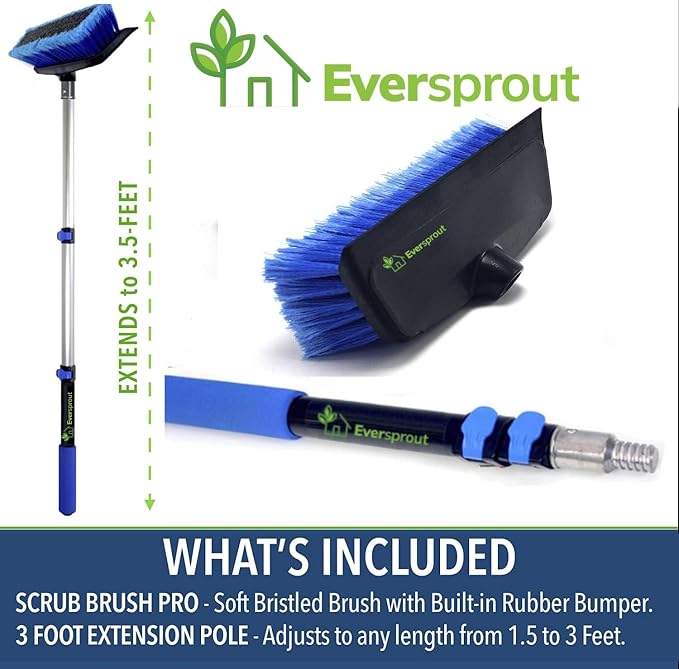 EVERSPROUT Scrub Brush, 1.5 to 3ft Pole, Rubber Bumper, No-Scratch | - Image 2